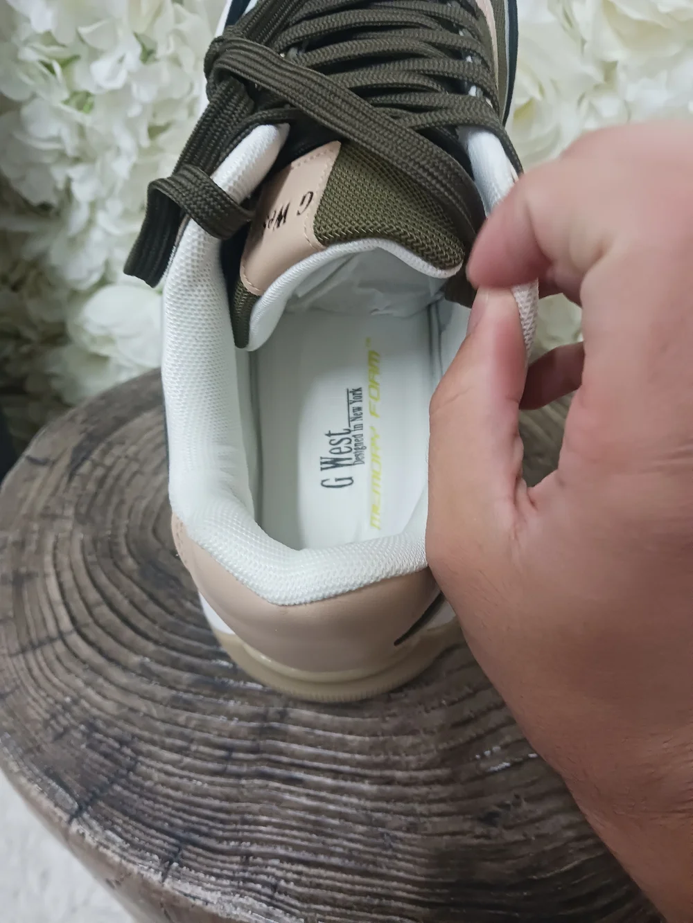 Men's Olive and Beige Low-Top Athletic Sneaker